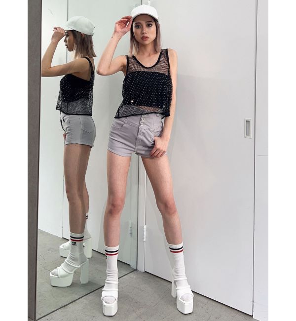 GYDA「ハイウエストボタン stretchy カラーショートパンツ」|その他|