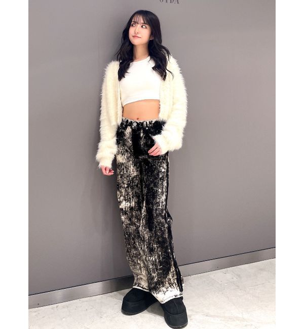 GYDA「ハイウエスト Tie Dyeワイドデニムパンツ」|デニム|