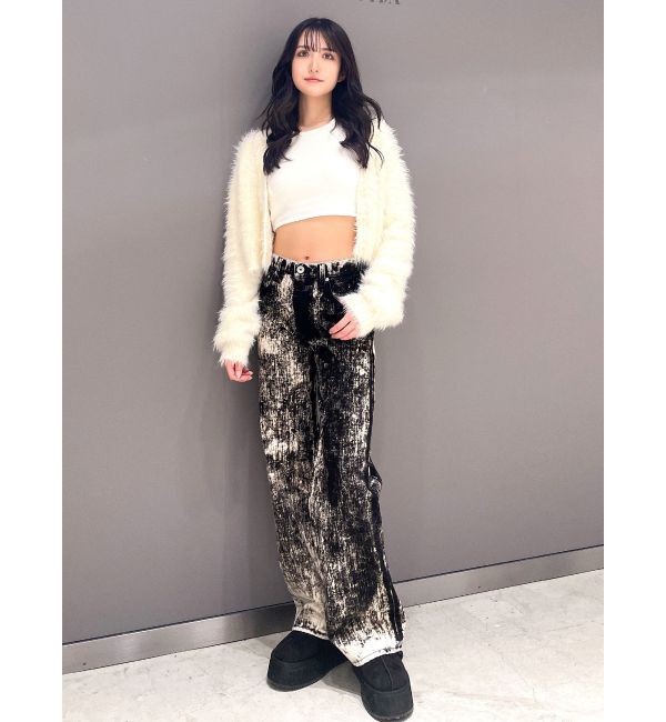 GYDA「ハイウエスト Tie Dyeワイドデニムパンツ」|デニム|