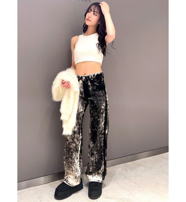 GYDA「ハイウエスト Tie Dyeワイドデニムパンツ」|デニム|