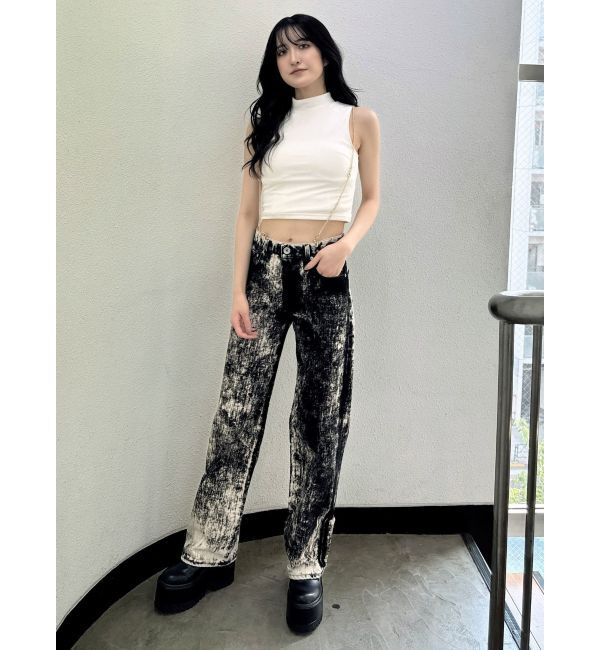 GYDA「ハイウエスト Tie Dyeワイドデニムパンツ」|デニム|