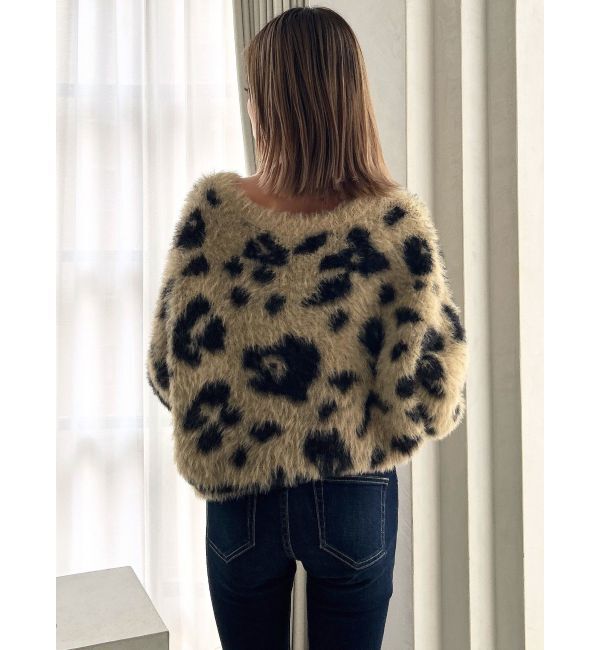 GYDA「レオパードショートシャギーニットトップス」|ニット・セーター|