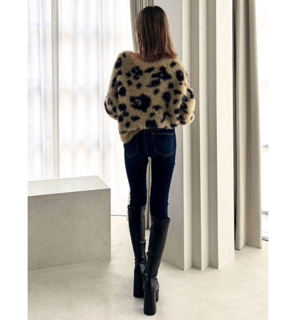GYDA「レオパードショートシャギーニットトップス」|ニット・セーター|