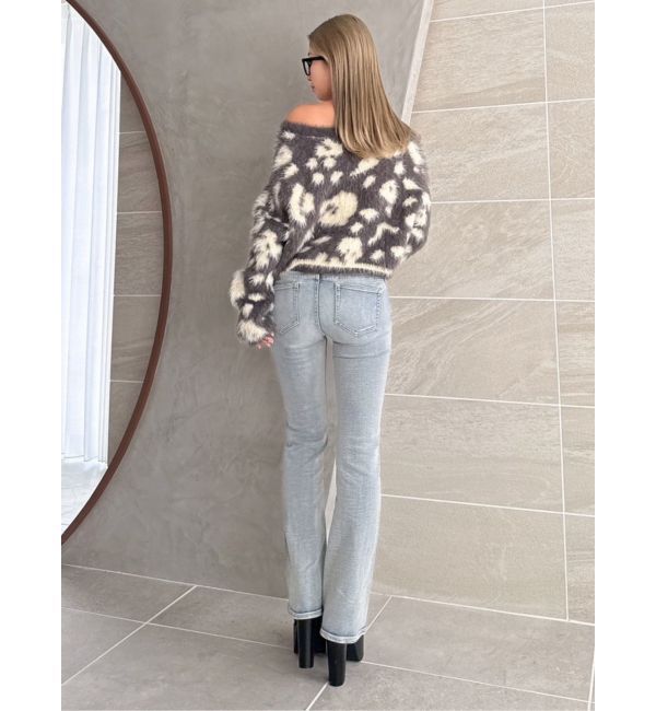 GYDA「レオパードショートシャギーニットトップス」|ニット・セーター|