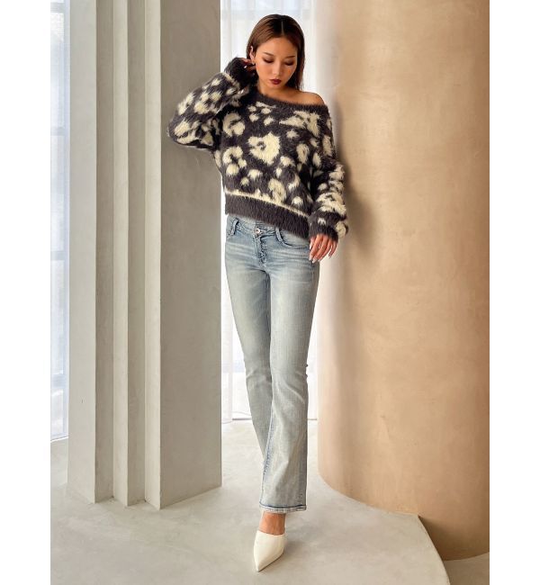 GYDA「レオパードショートシャギーニットトップス」|ニット・セーター|