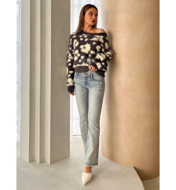 GYDA「レオパードショートシャギーニットトップス」|ニット・セーター|