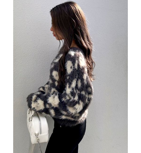 GYDA「レオパードショートシャギーニットトップス」|ニット・セーター|