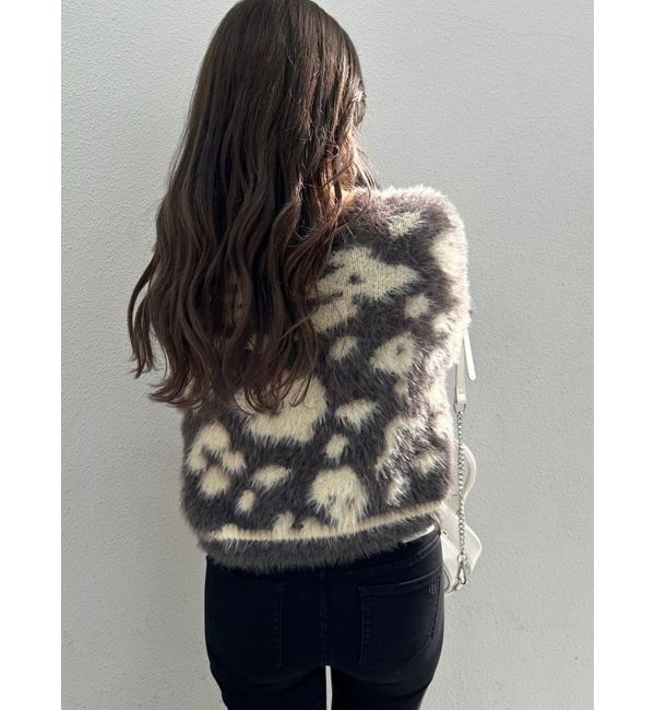 GYDA「レオパードショートシャギーニットトップス」|ニット・セーター|