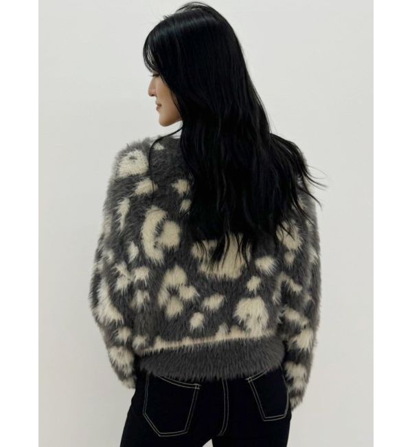 GYDA「レオパードショートシャギーニットトップス」|ニット・セーター|