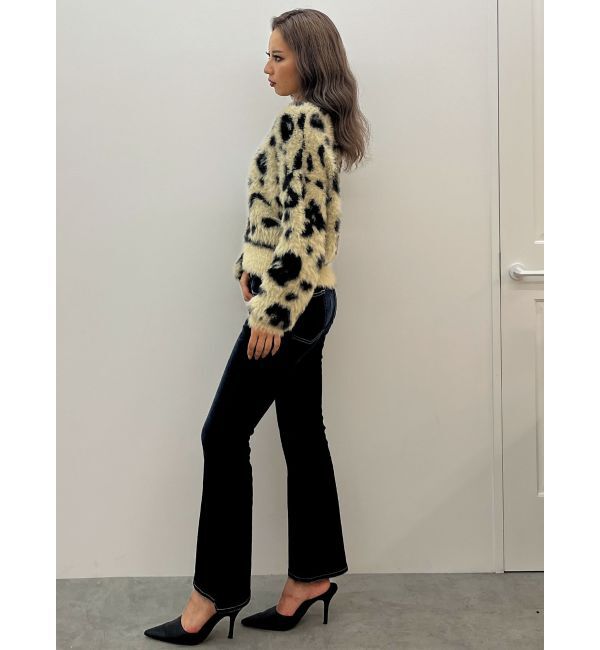 GYDA「レオパードショートシャギーニットトップス」|ニット・セーター|
