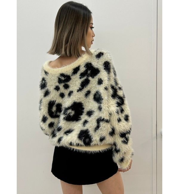 GYDA「レオパードショートシャギーニットトップス」|ニット・セーター|