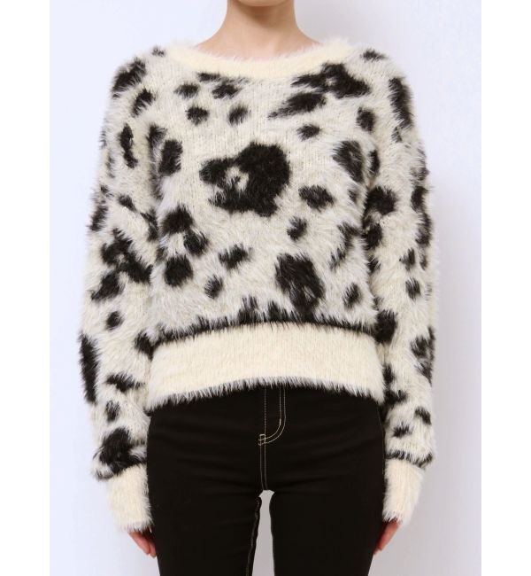 GYDA「レオパードショートシャギーニットトップス」|ニット・セーター|