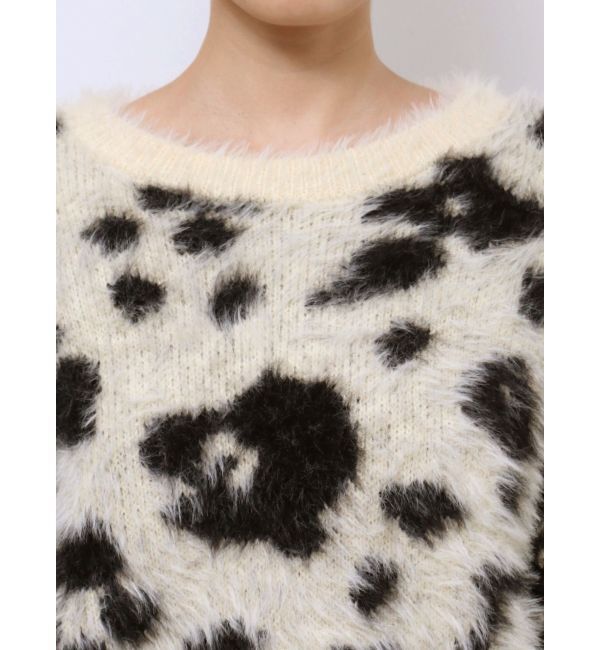 GYDA「レオパードショートシャギーニットトップス」|ニット・セーター|