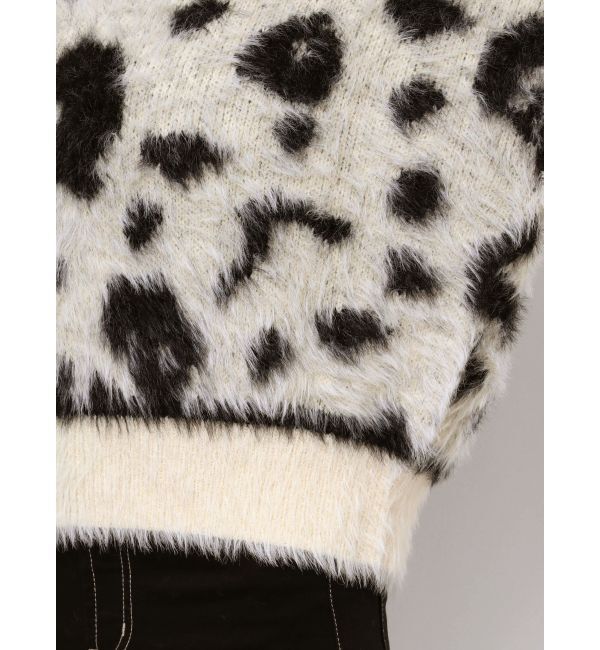 GYDA「レオパードショートシャギーニットトップス」|ニット・セーター|