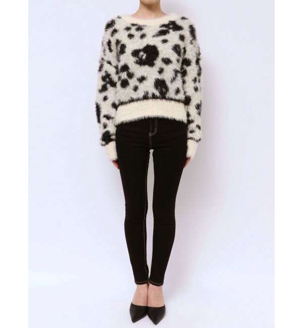 GYDA「レオパードショートシャギーニットトップス」|ニット・セーター|