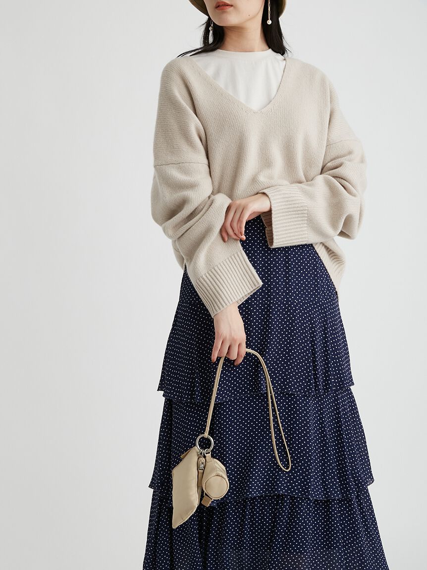 Mila Owen「Vネックハイラインウォッシャブルニット」|ニット・セーター|IVR