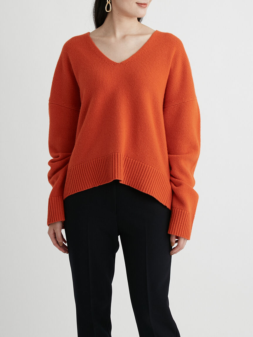 Mila Owen「Vネックハイラインウォッシャブルニット」|ニット・セーター|