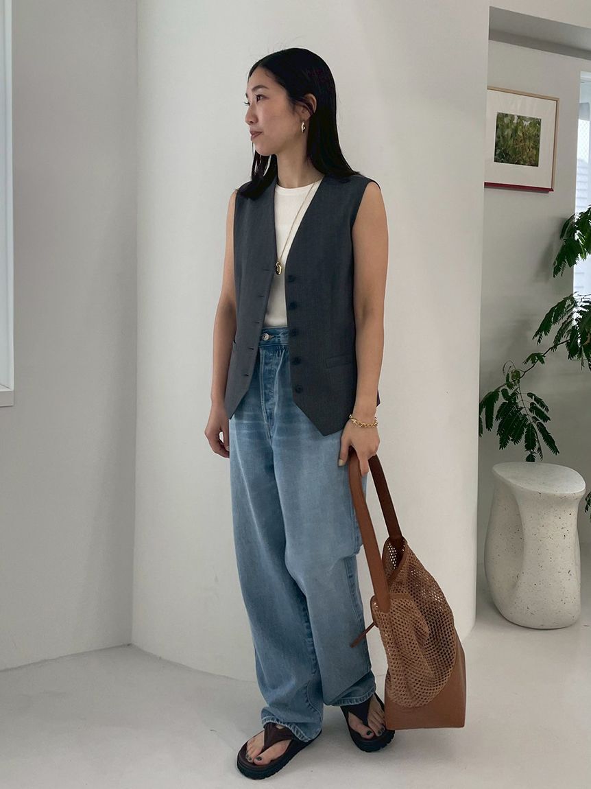 Mila Owen「【ウォッシャブル】ウエストゴムギャザーデニムパンツ」|デニム|