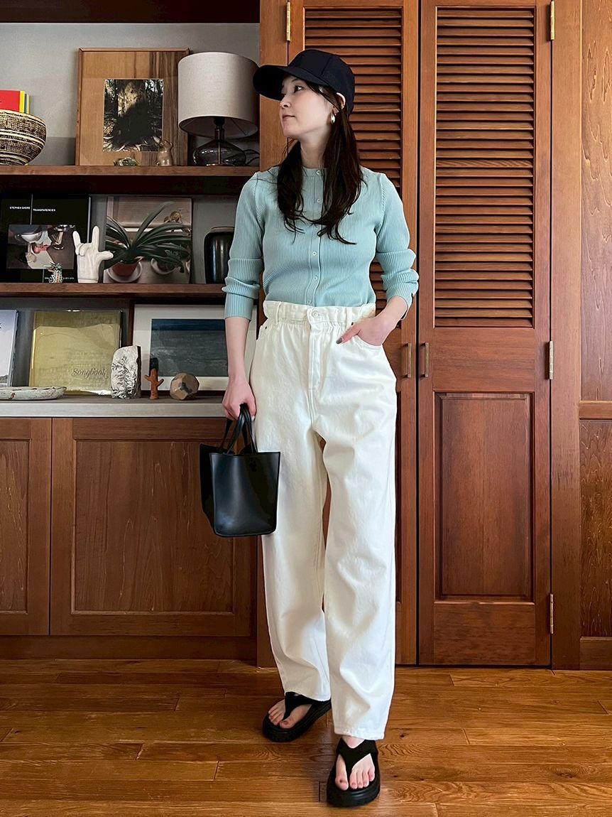 Mila Owen「【ウォッシャブル】ウエストゴムギャザーデニムパンツ」|デニム|