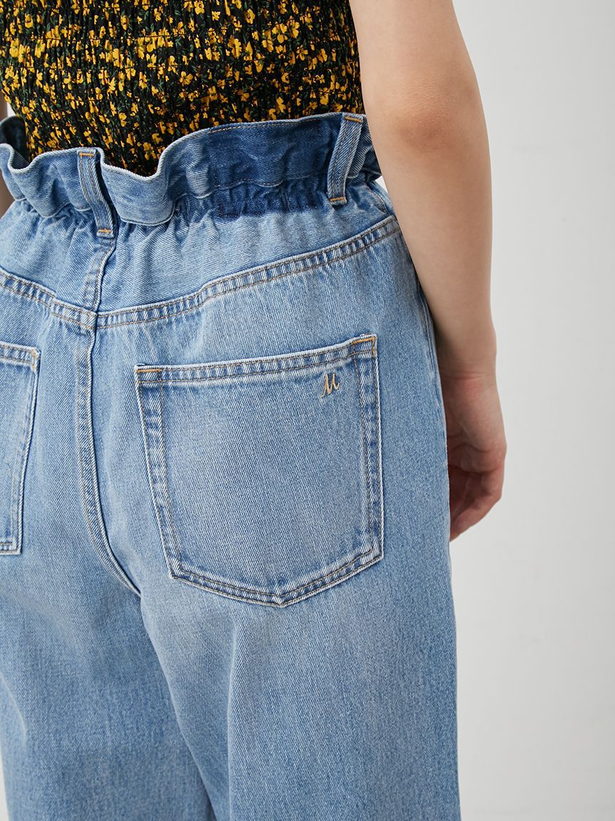 Mila Owen「【ウォッシャブル】ウエストゴムギャザーデニムパンツ」|デニム|