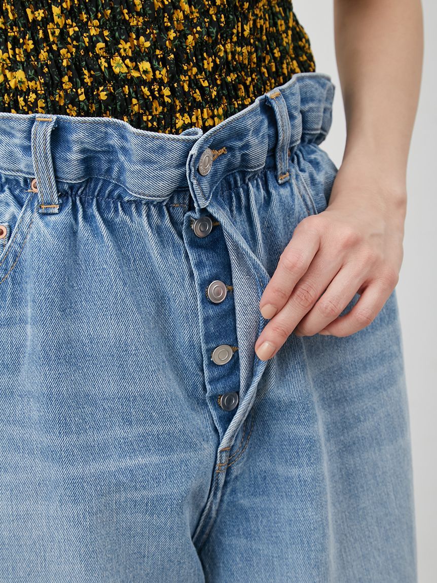 Mila Owen「【ウォッシャブル】ウエストゴムギャザーデニムパンツ」|デニム|