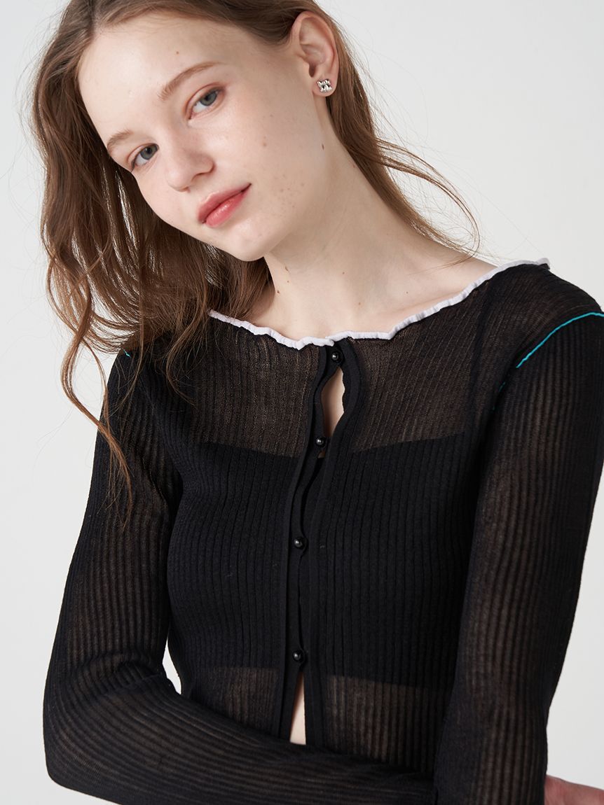 FURFUR「マルチカラートリムカーディガン」|カーディガン|