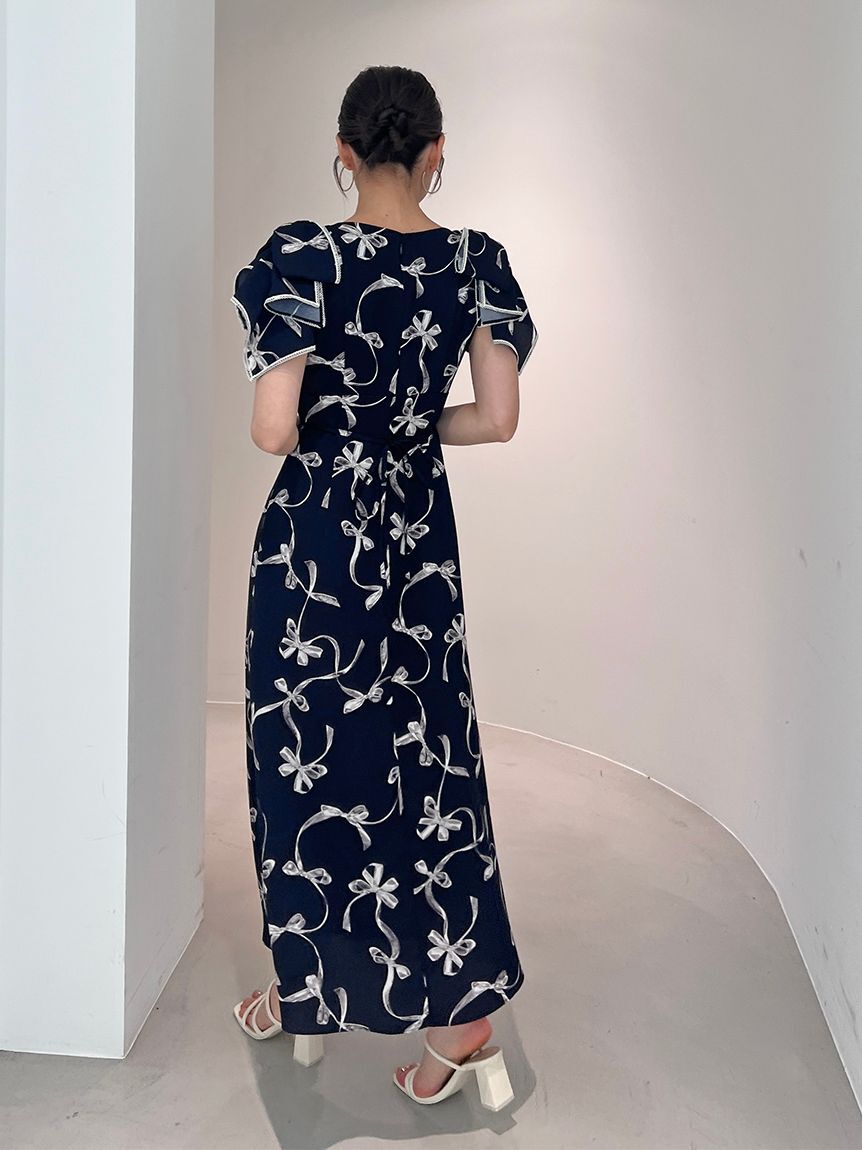 SNIDEL「【00サイズあり】Sustainableリボンプリントワンピース」|ワンピース|