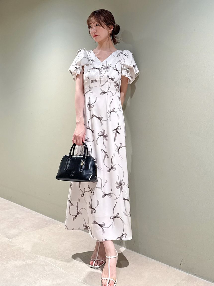 SNIDEL「【00サイズあり】Sustainableリボンプリントワンピース」|ワンピース|