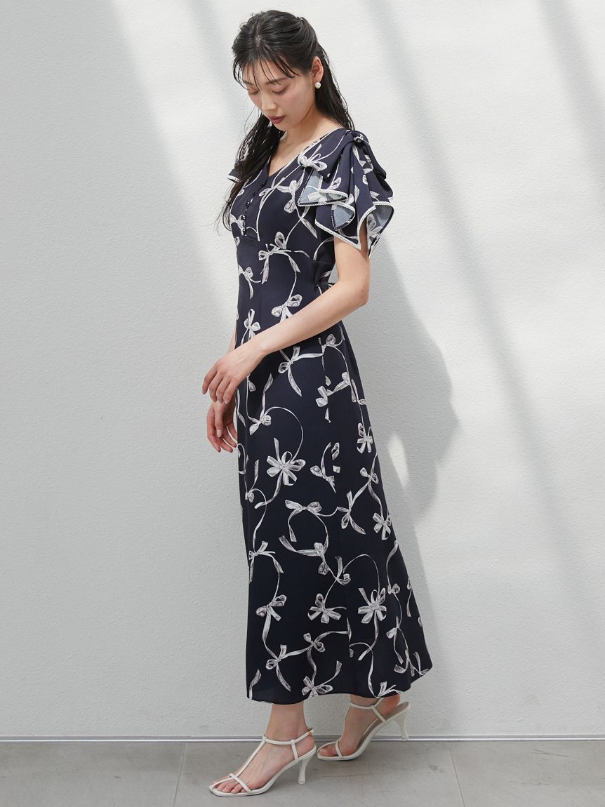 SNIDEL「【00サイズあり】Sustainableリボンプリントワンピース」|ワンピース|