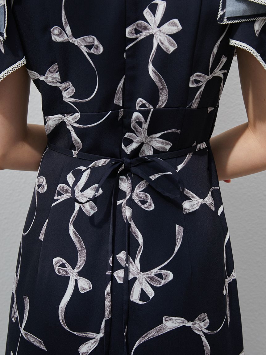 SNIDEL「【00サイズあり】Sustainableリボンプリントワンピース」|ワンピース|