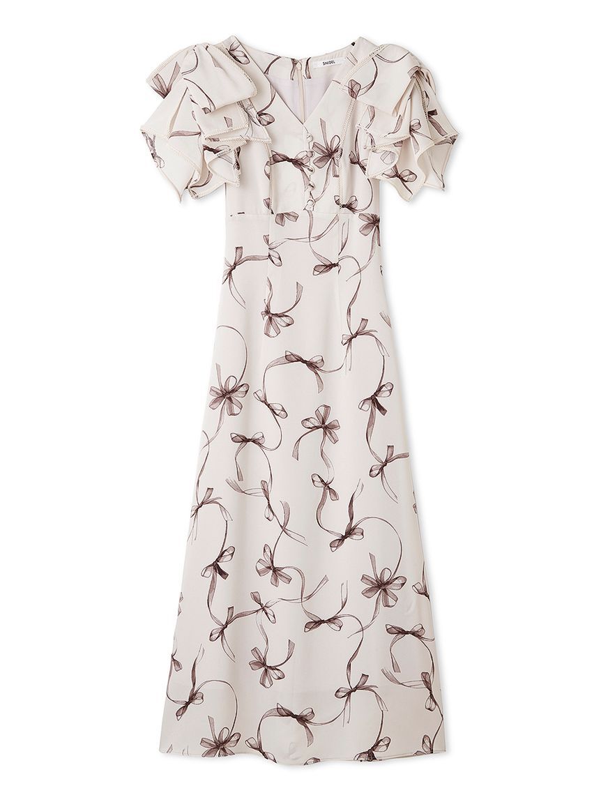 SNIDEL「【00サイズあり】Sustainableリボンプリントワンピース」|ワンピース|