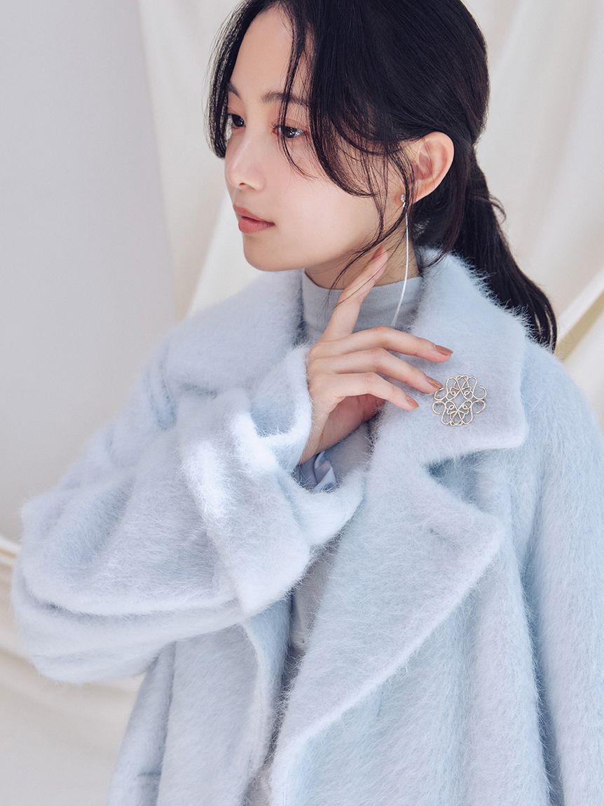 ブローチ付きシャギーロングコート（SNIDEL）｜ルミネのファッション
