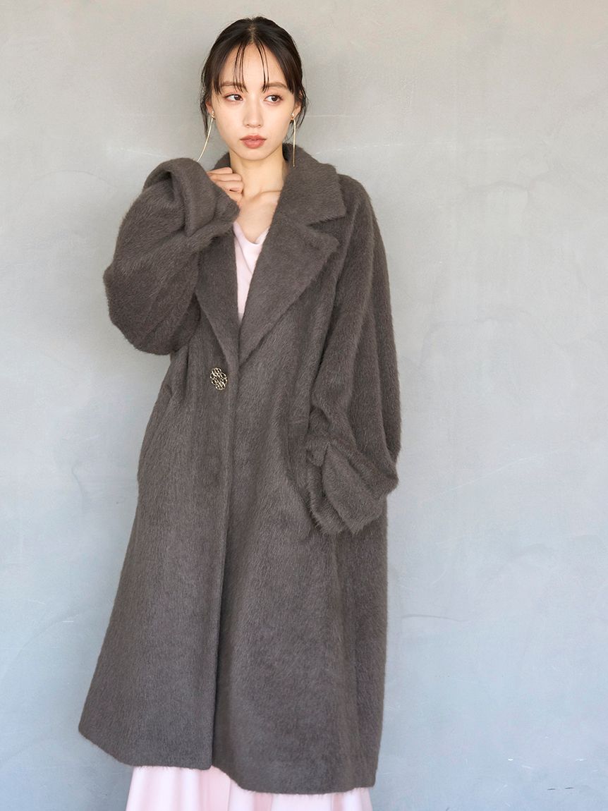 ブローチ付きシャギーロングコート（SNIDEL）｜ルミネのファッション