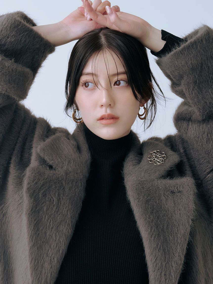 ブローチ付きシャギーロングコート（SNIDEL）｜ルミネのファッション