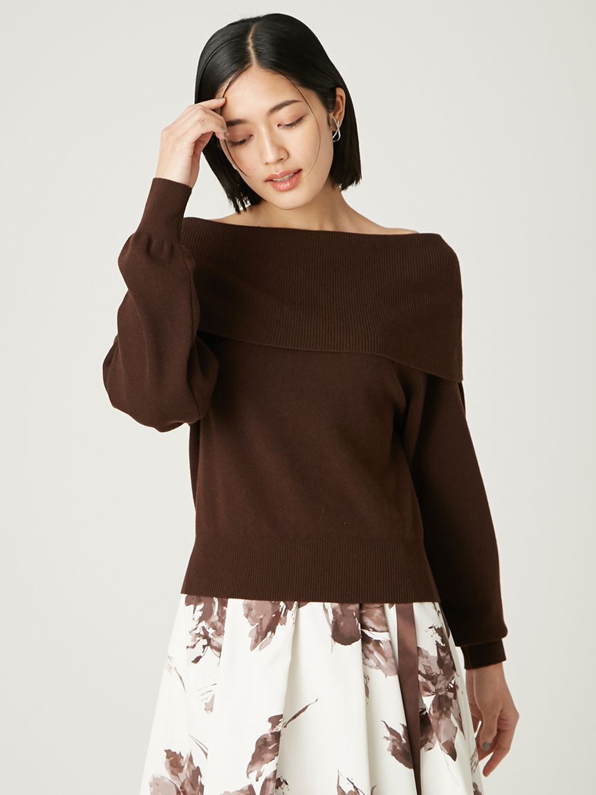 FRAY I.D「ワイドカラーオフショルダープルオーバー」|ニット・セーター|