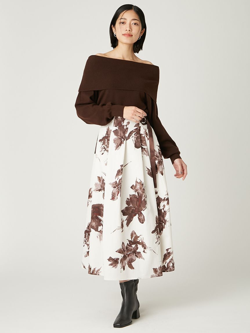 FRAY I.D「ワイドカラーオフショルダープルオーバー」|ニット・セーター|