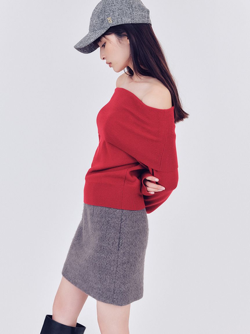 FRAY I.D「ワイドカラーオフショルダープルオーバー」|ニット・セーター|