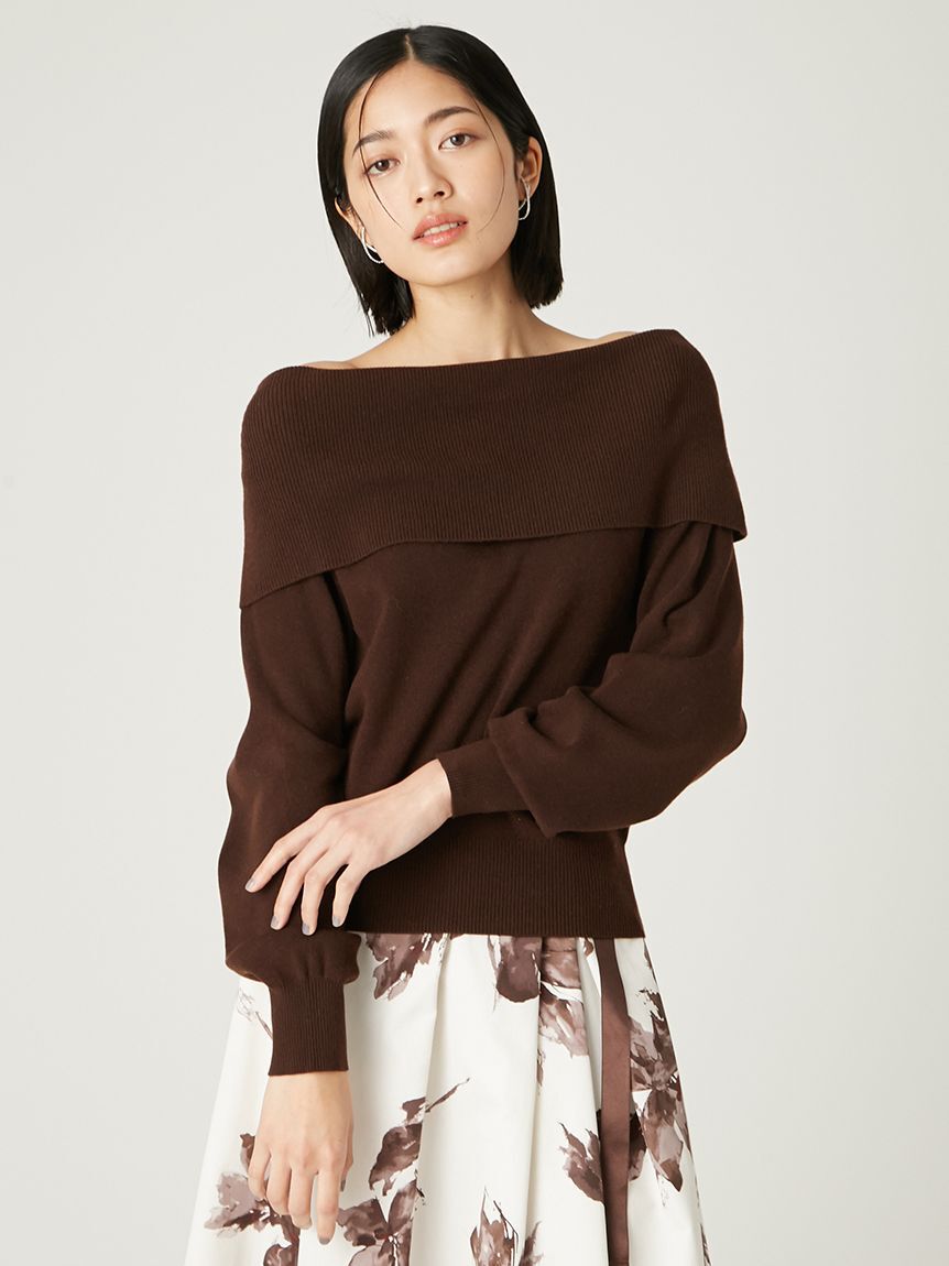 FRAY I.D「ワイドカラーオフショルダープルオーバー」|ニット・セーター|