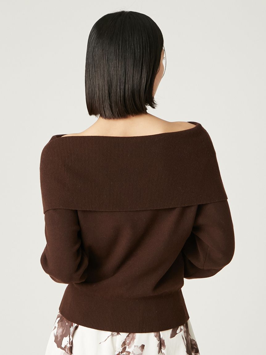 FRAY I.D「ワイドカラーオフショルダープルオーバー」|ニット・セーター|