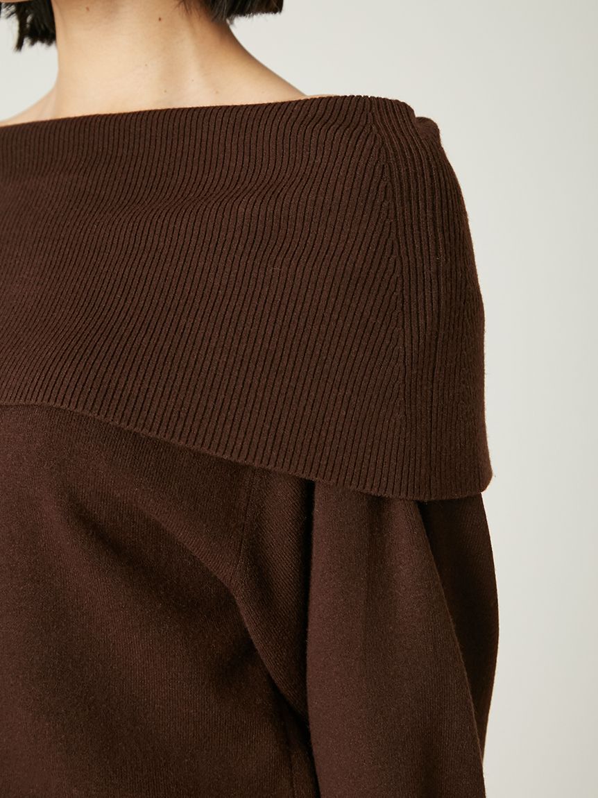 FRAY I.D「ワイドカラーオフショルダープルオーバー」|ニット・セーター|