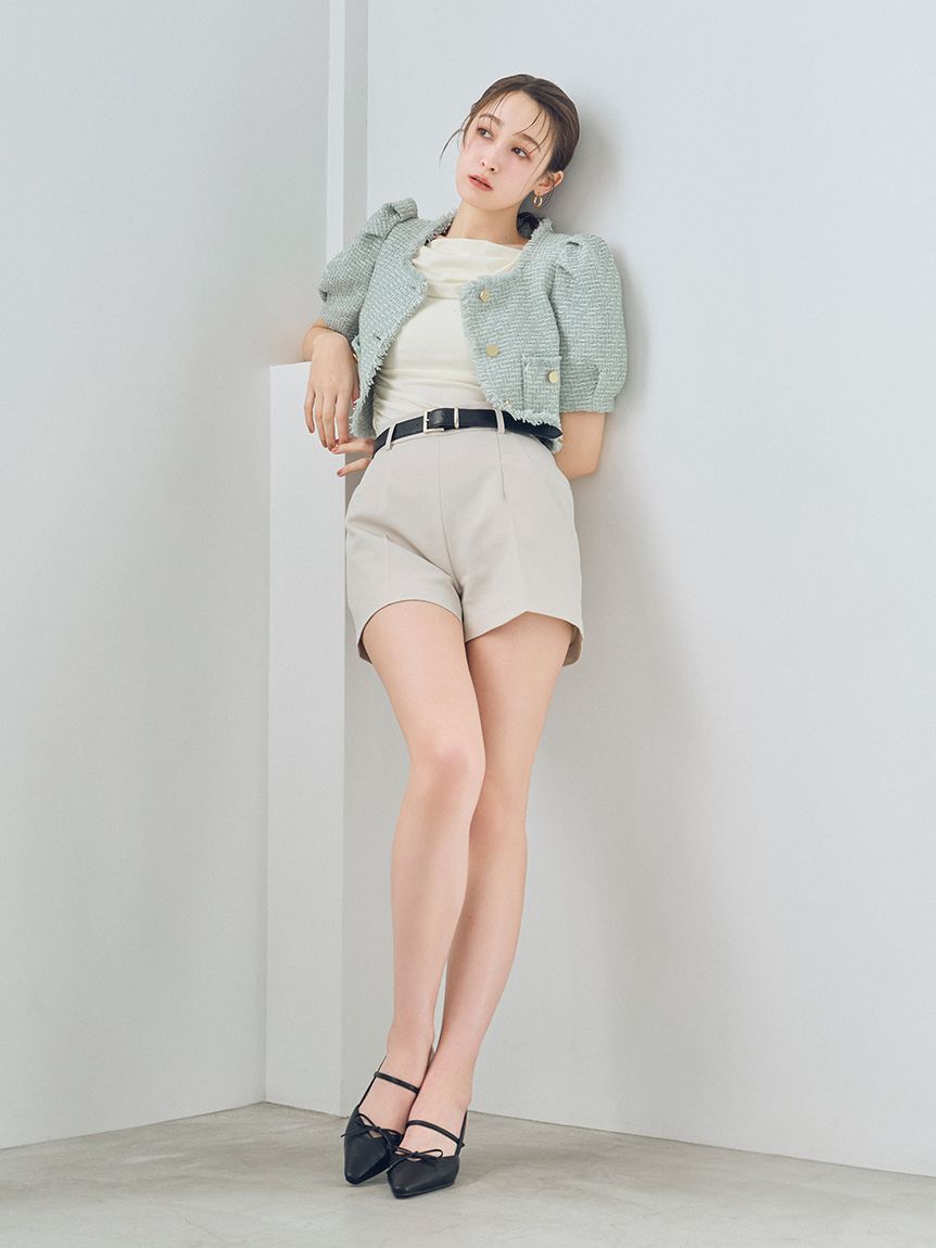 LILY BROWN「ハーフスリーブツイードジャケット」|テーラードジャケット|