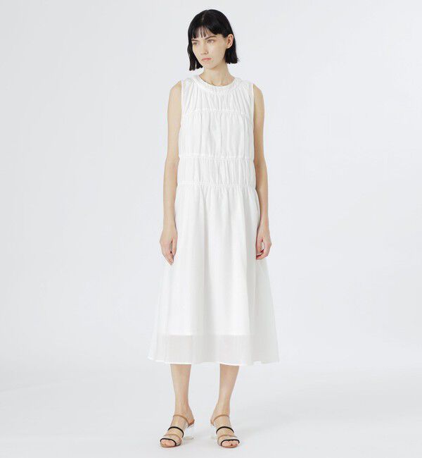  「コットンシルクギャザーワンピース」|ワンピース|