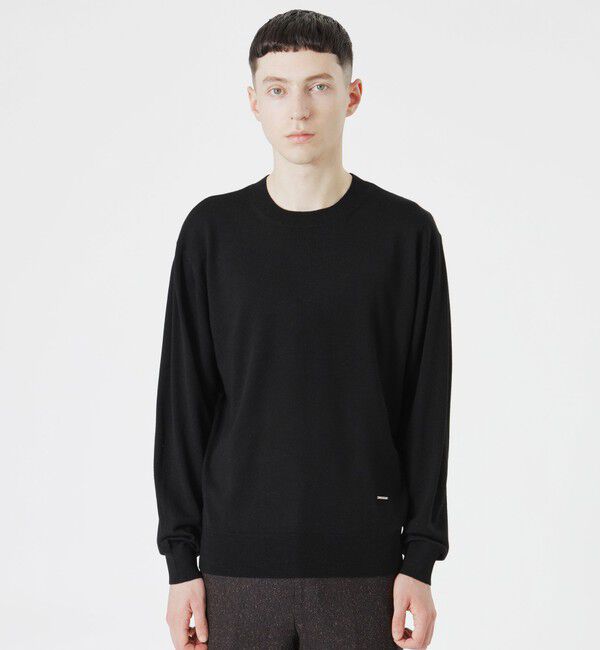  「ハイゲージウォッシャブルクルーネック」|ニット・セーター|ブラック