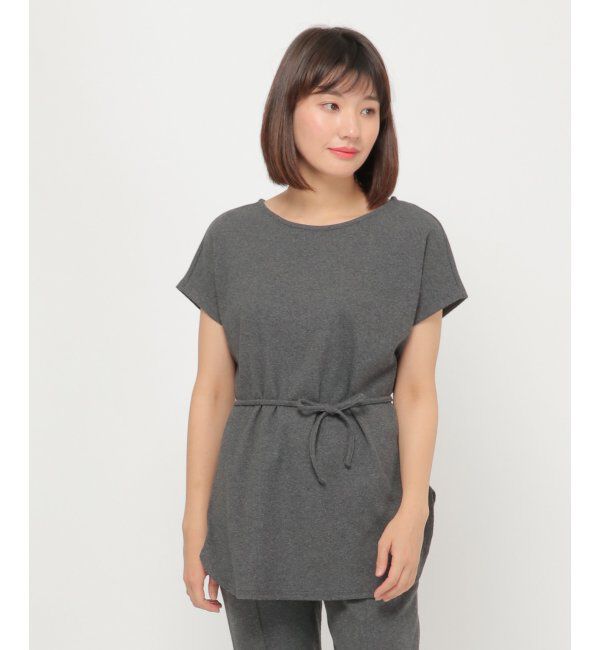 IKKA LOUNGE「テレコノースリーブプルオーバー」|Tシャツ・カットソー|チャコール