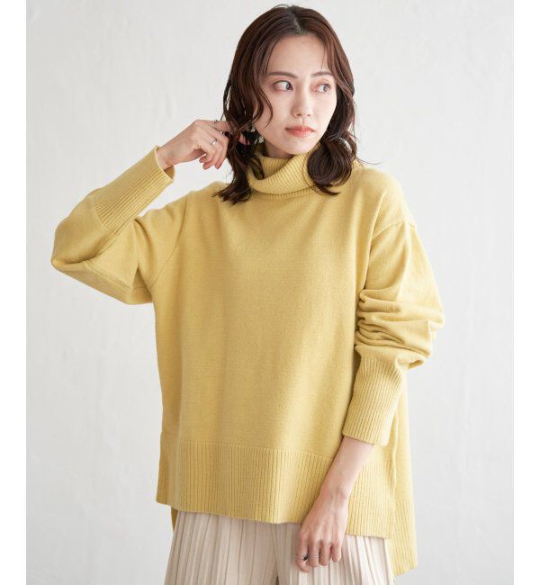 ikka「ワイドタートルネックニットプルオーバー」|プルオーバー|クリームイエロー