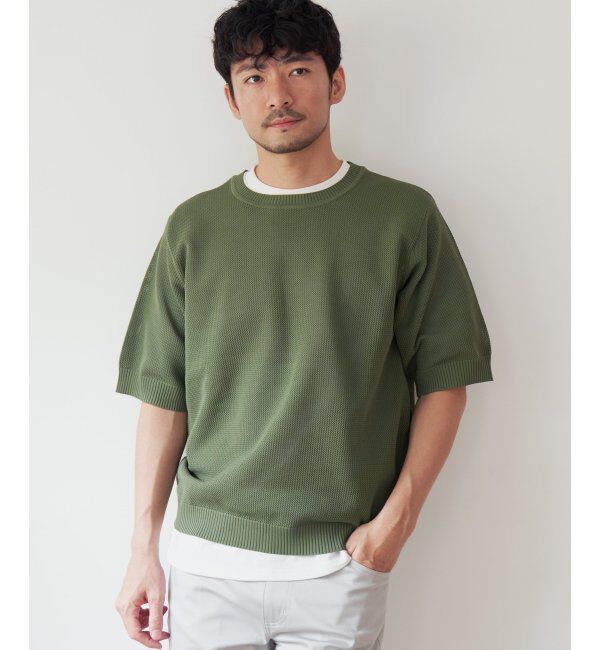 ikka「【2点セット】ワッフルニット半袖インナーセット」|ニット・セーター|