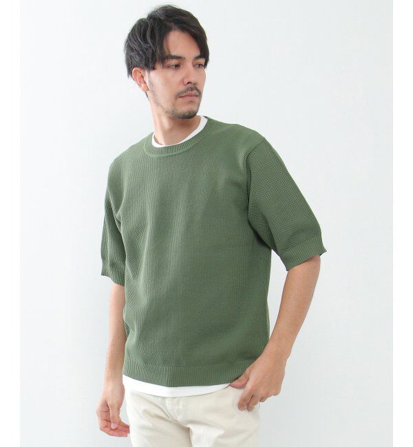 ikka「【2点セット】ワッフルニット半袖インナーセット」|ニット・セーター|