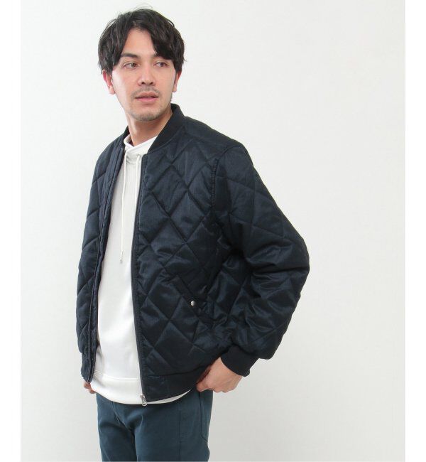 ikka「ウールライクナカワタキルトブルゾン」|ブルゾン・スタジャン|ネイビー