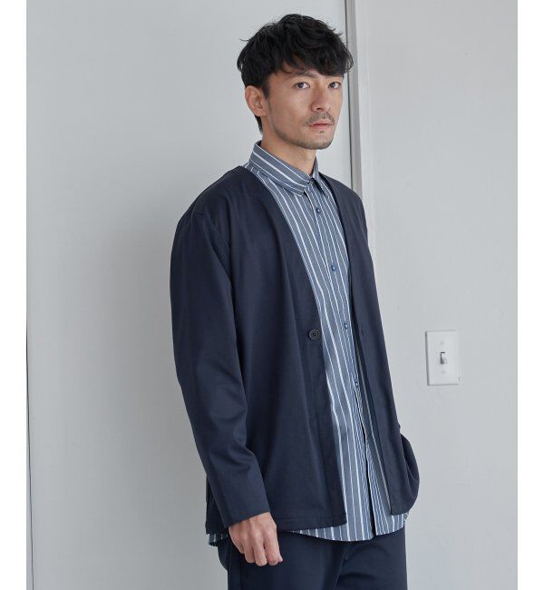 IKKA LOUNGE「【イージーケア／シワ軽減】イージーケアストレッチカーデジャケット【接触冷感／UVカット】ＪＫＴ」|Tシャツ・カットソー|ネイビー