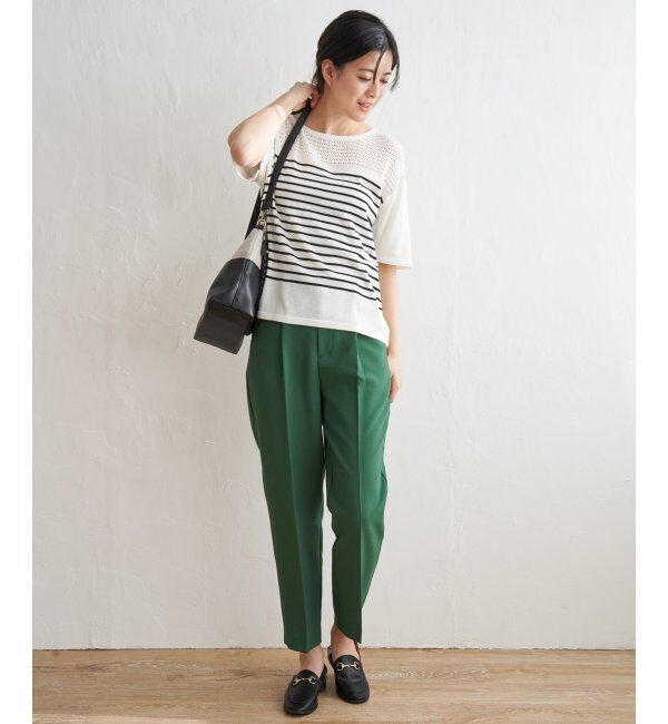 ikka「透かし編み切り替えニットプルオーバー」|プルオーバー|